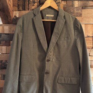 John Varvatos Grey Men's Casual Cotton Blazer with Chainstitch details